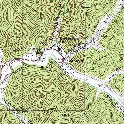 Topographic Map of Left Fork Marrowbone Creek, WV