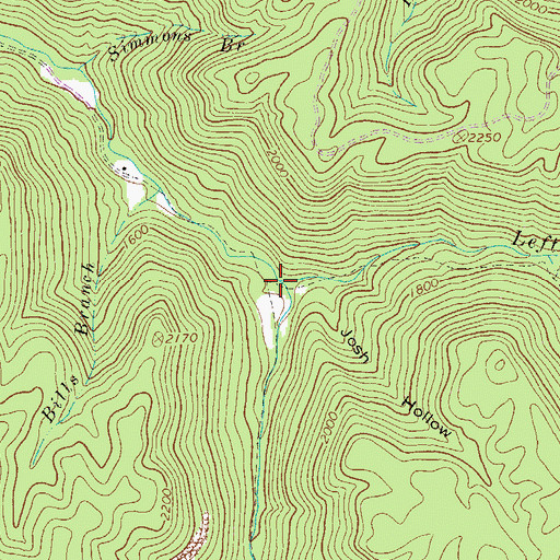 Topographic Map of Left Fork Poplar Creek, WV