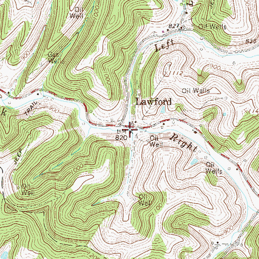 Topographic Map of Left Fork Spruce Creek, WV