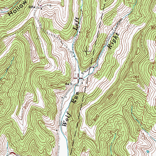 Topographic Map of Left Fork Wolf Run, WV