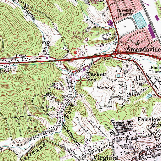 Topographic Map of Lefthand Fork, WV