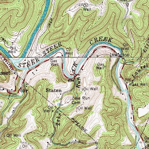 Topographic Map of Leke Run, WV