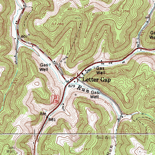 Topographic Map of Letter Gap, WV