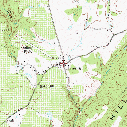 Topographic Map of Levels, WV