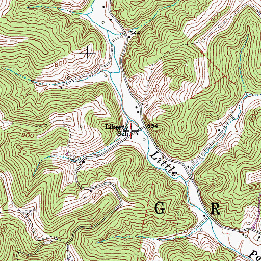 Topographic Map of Liberty School (historical), WV