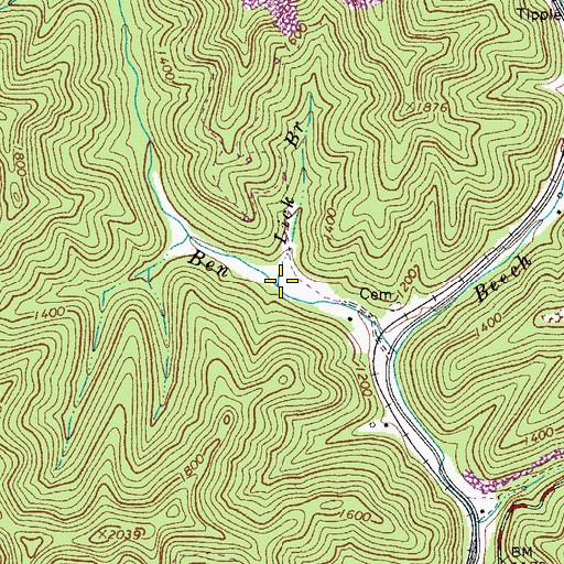 Topographic Map of Lick Branch, WV