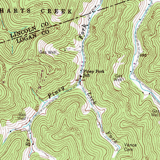 Topographic Map of Lick Fork, WV
