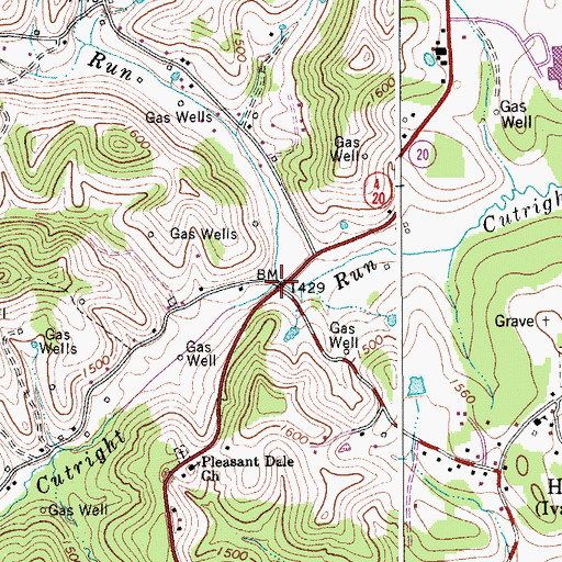 Topographic Map of Lick Run, WV