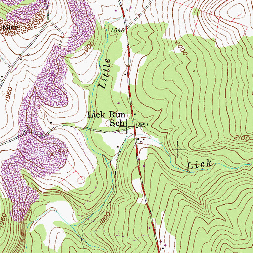 Topographic Map of Lick Run School (historical), WV