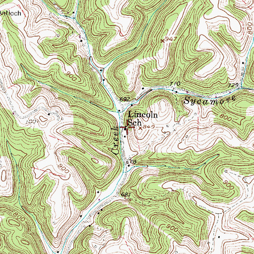 Topographic Map of Lincoln School (historical), WV