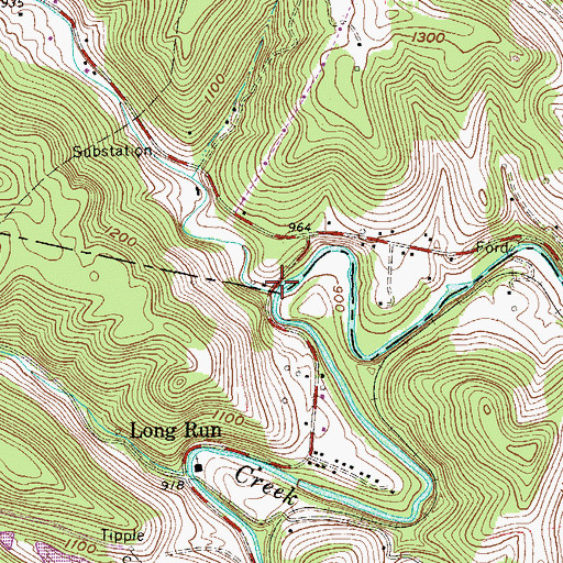 Topographic Map of Little Bingamon Creek, WV