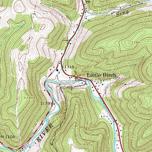 Topographic Map of Little Birch, WV
