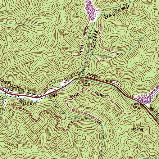 Topographic Map of Little Daycamp Branch, WV