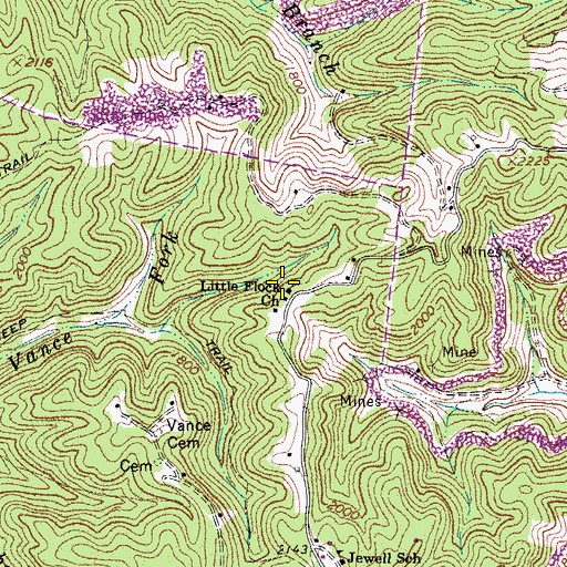Topographic Map of Little Flock Church, WV