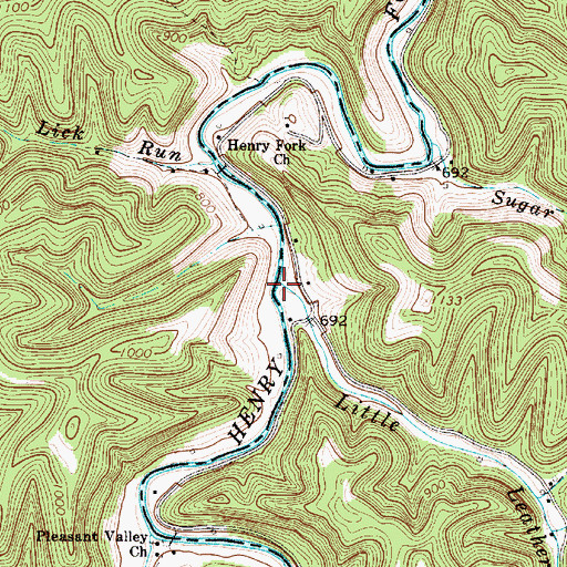 Topographic Map of Little Leatherbark Creek, WV