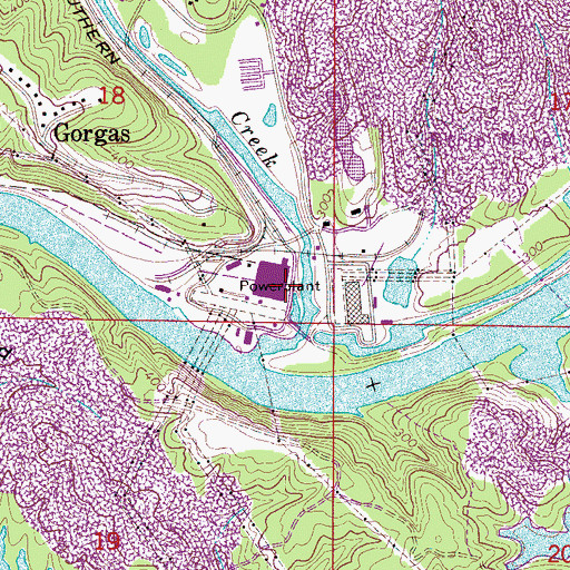 Topographic Map of Gorgas Power Plant, AL