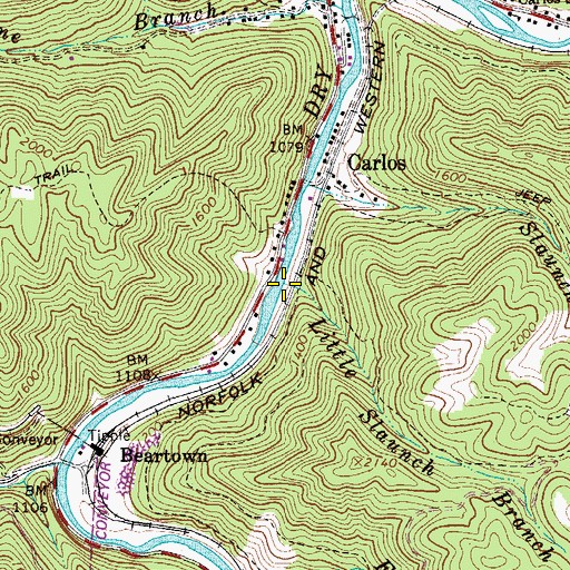 Topographic Map of Little Slaunch Branch, WV