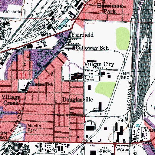 Topographic Map of Carver High School, AL