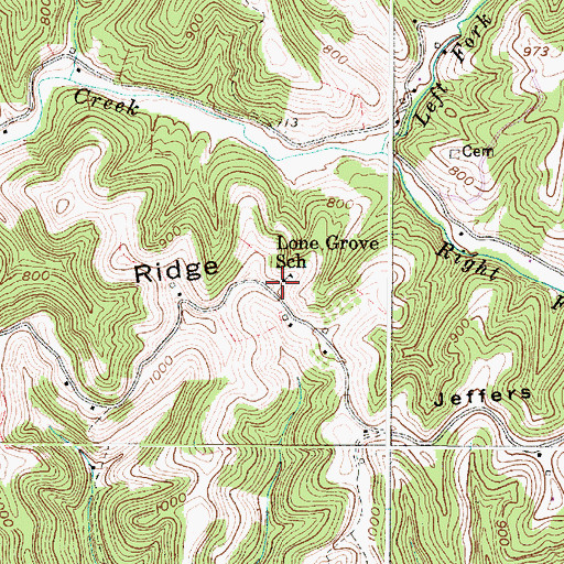 Topographic Map of Lone Grove School (historical), WV