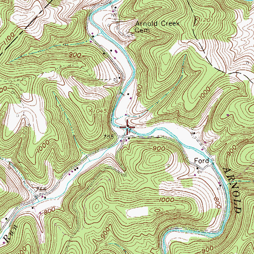 Topographic Map of Long Run, WV