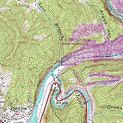 Topographic Map of Lost Branch, WV