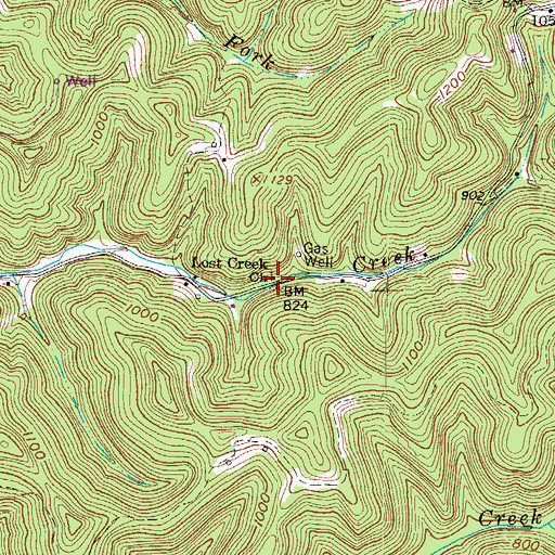 Topographic Map of Lost Creek Church, WV