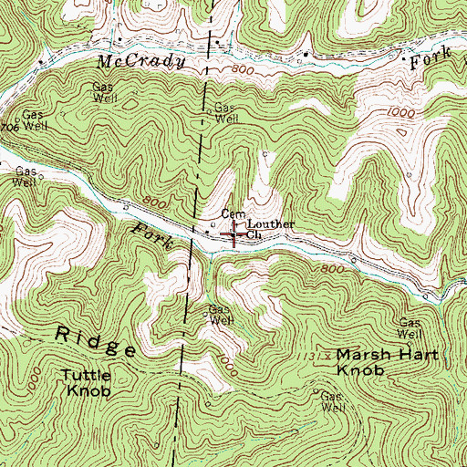 Topographic Map of Louther Church, WV