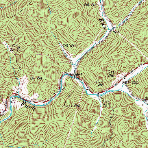 Topographic Map of Loveberry Run, WV