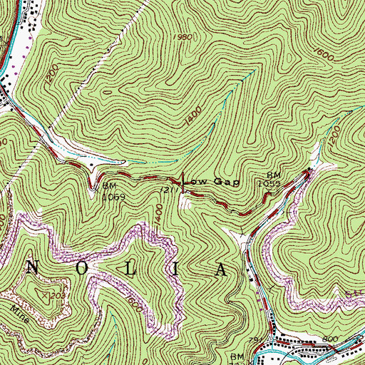 Topographic Map of Low Gap, WV