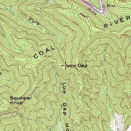 Topographic Map of Low Gap, WV