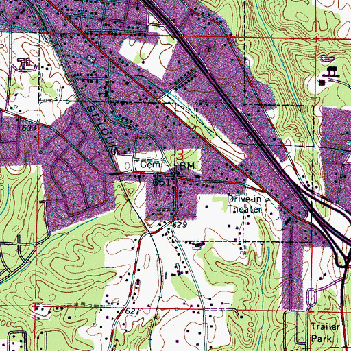 Topographic Map of Midway Methodist Church, AL