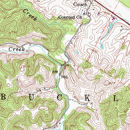 Topographic Map of Lower Fivemile Creek, WV