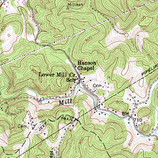 Topographic Map of Lower Mill Creek School (historical), WV