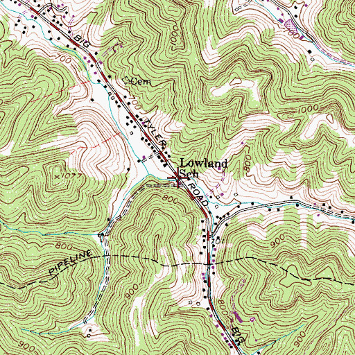 Topographic Map of Lowland School (historical), WV