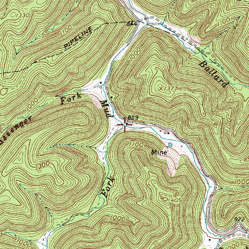 Topographic Map of Lukey Fork, WV