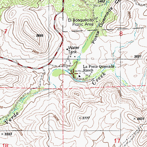 Topographic Map of La Posta Quemada Ranch, AZ