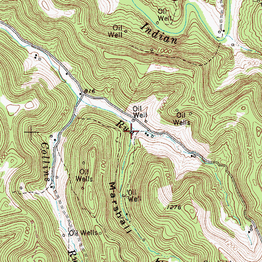 Topographic Map of Marshall Hollow, WV