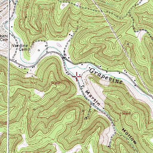 Topographic Map of Martin Hollow, WV
