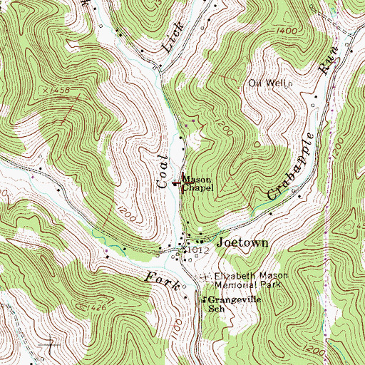 Topographic Map of Mason Chapel, WV