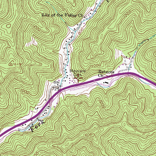 Topographic Map of Maynard Cemetery, WV