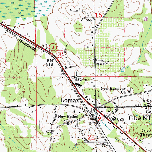 Topographic Map of Lomax Church of Christ, AL
