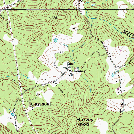 Topographic Map of McKenney Church, WV