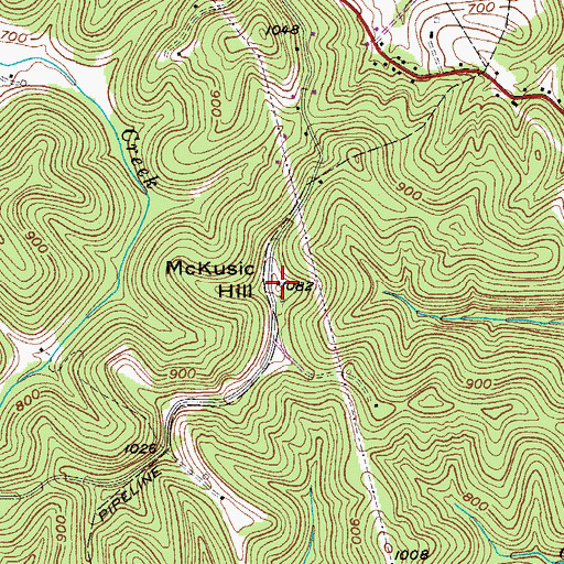 Topographic Map of McKusic Hill, WV