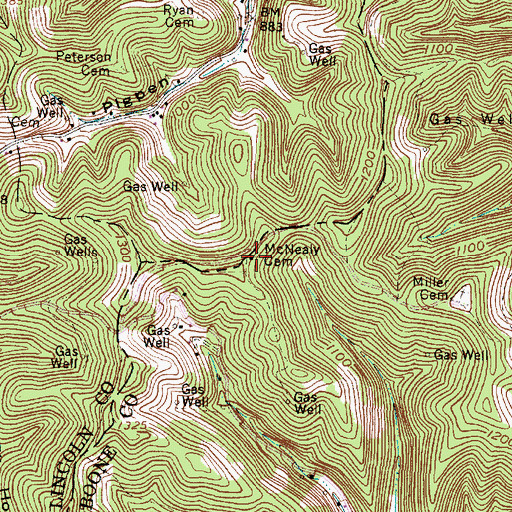 Topographic Map of McNealy Cemetery, WV