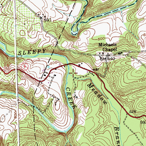 Topographic Map of Meadow Branch, WV