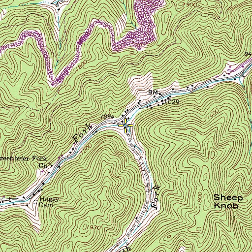 Topographic Map of Meredith Fork, WV