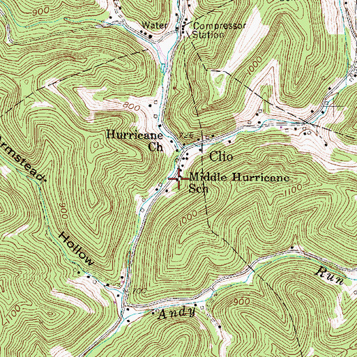 Topographic Map of Middle Hurricane School (historical), WV
