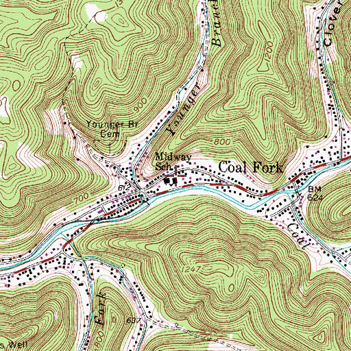 Topographic Map of Midway Elementary School (historical), WV