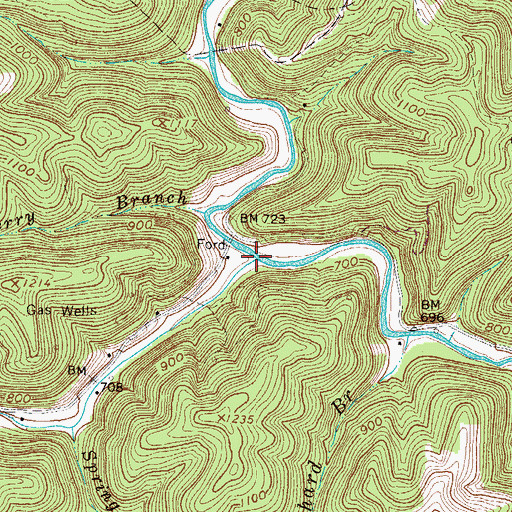 Topographic Map of Milam Creek, WV