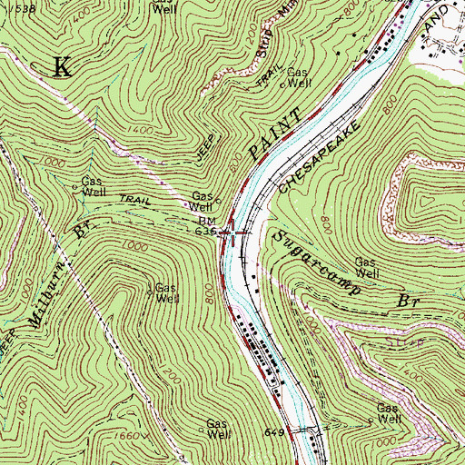 Topographic Map of Milburn Branch, WV